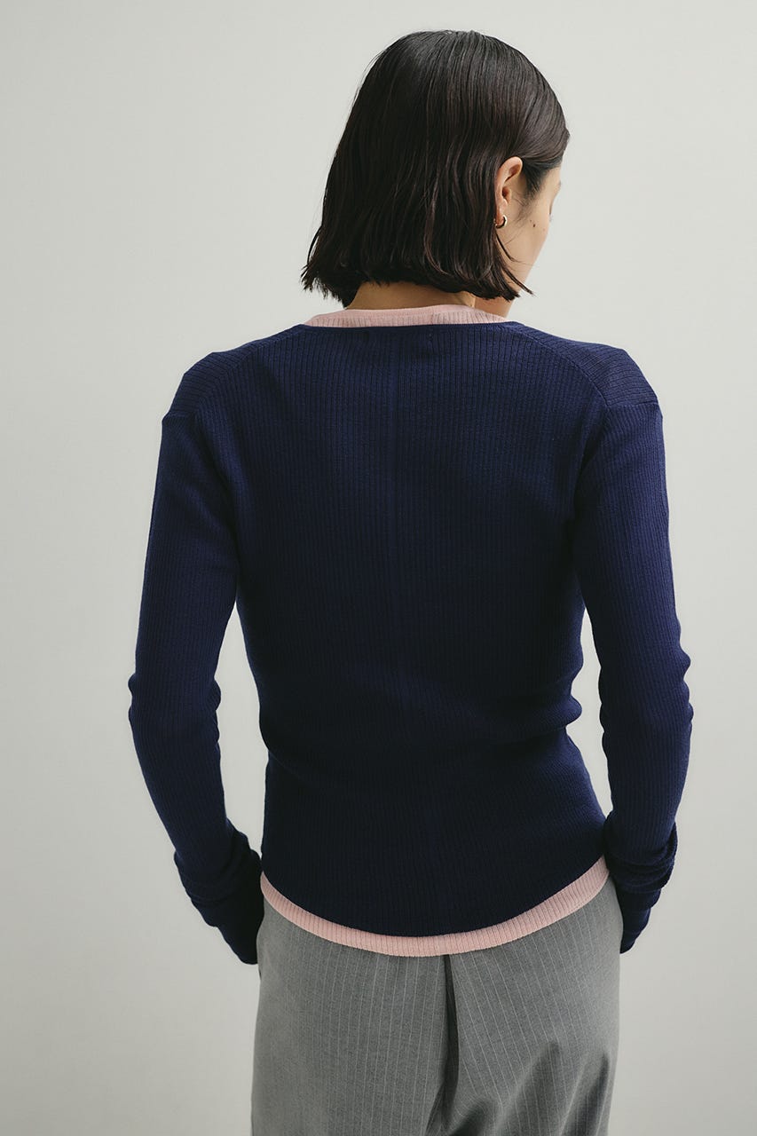 ヘンリーネックシアーニット NVY FREE