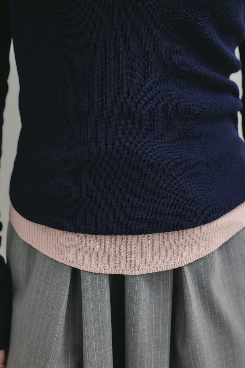 ヘンリーネックシアーニット NVY FREE