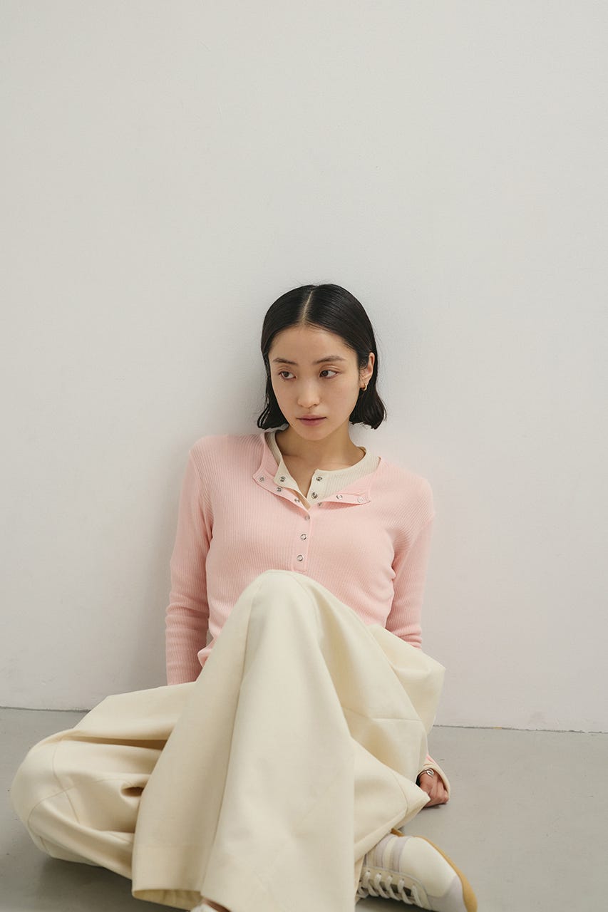 ヘンリーネックシアーニット PNK FREE