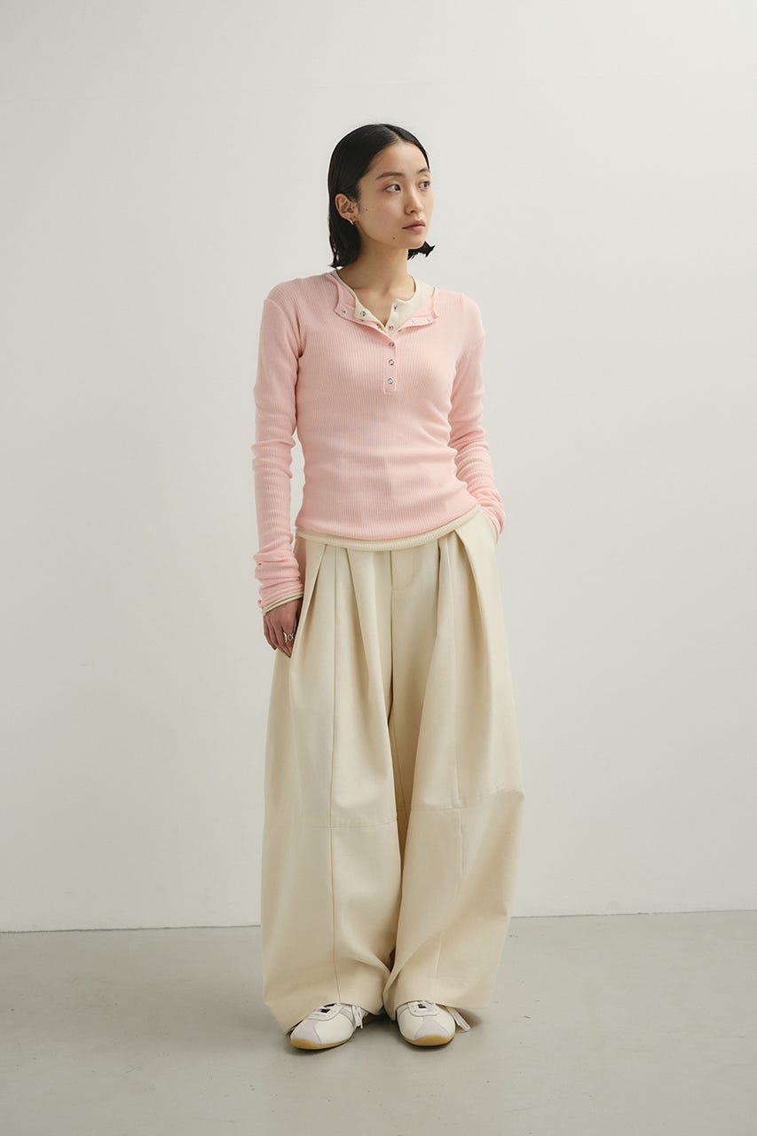 ヘンリーネックシアーニット PNK FREE