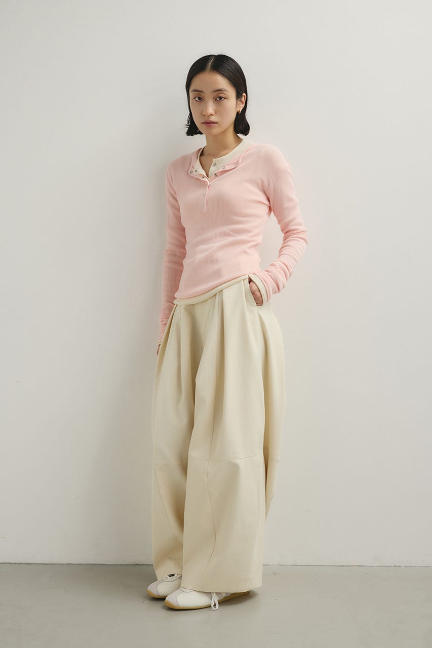 ヘンリーネックシアーニット PNK FREE