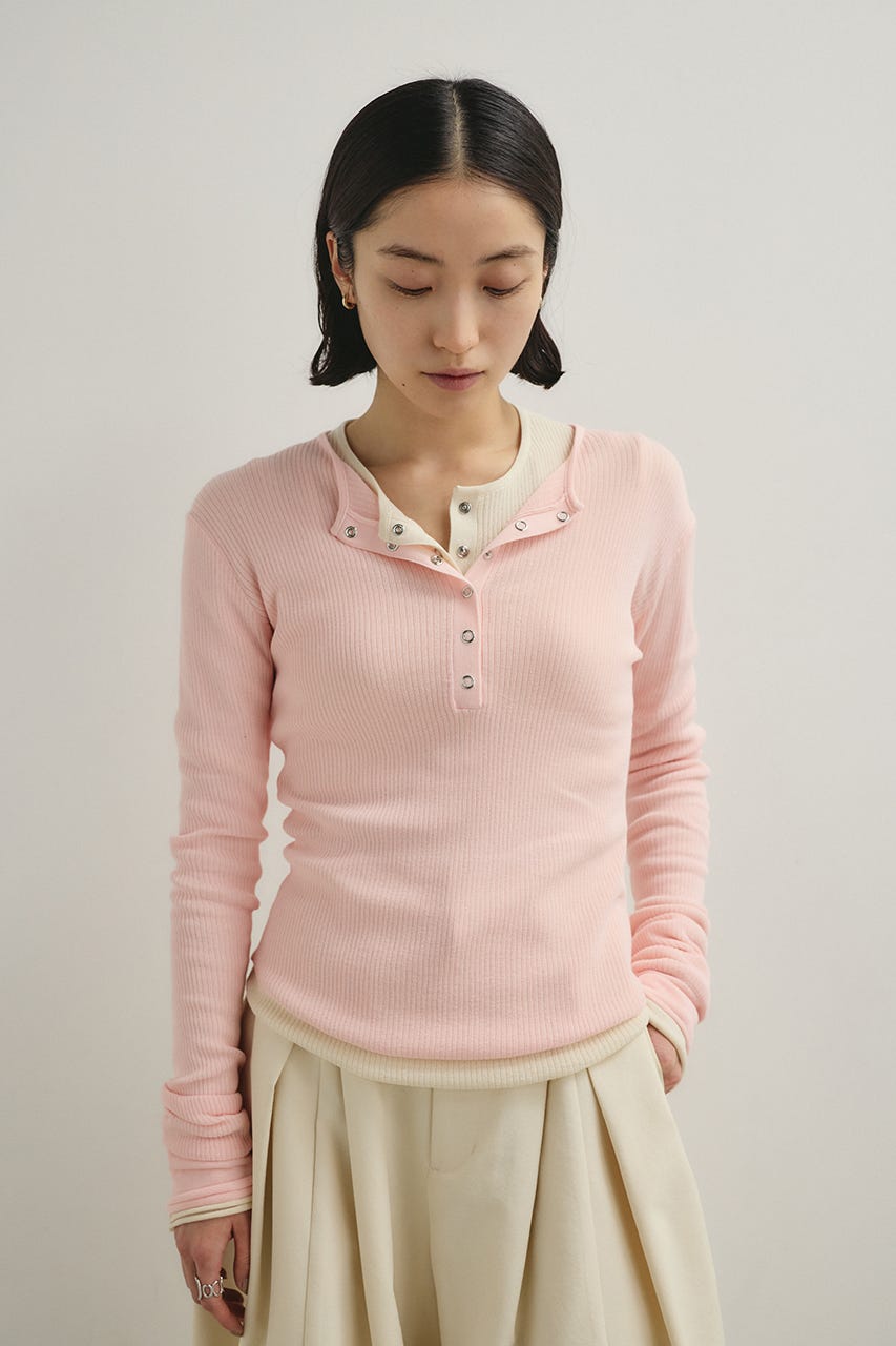 ヘンリーネックシアーニット PNK FREE