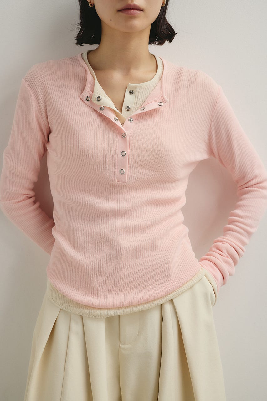 ヘンリーネックシアーニット PNK FREE