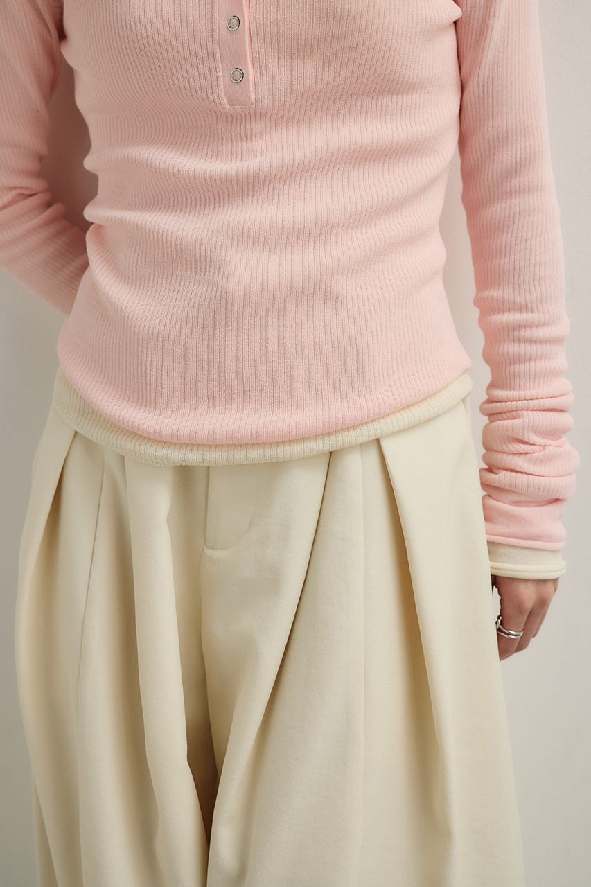 ヘンリーネックシアーニット PNK FREE