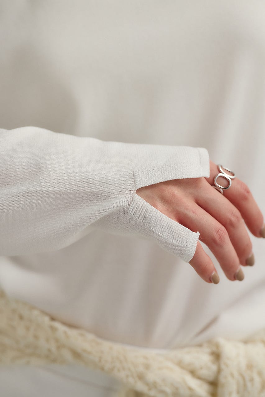 スリットスリーブニット WHT FREE