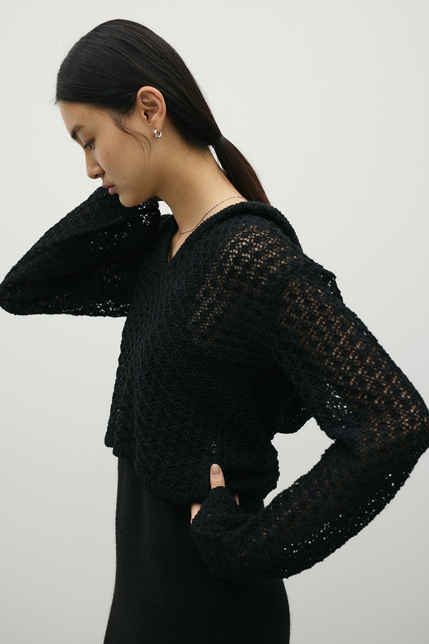 アイレットレースフーディー BLK FREE