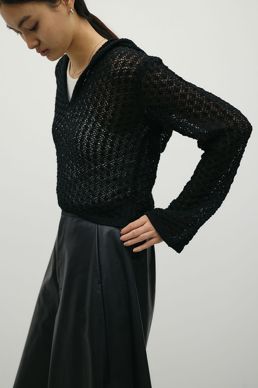 アイレットレースフーディー BLK FREE