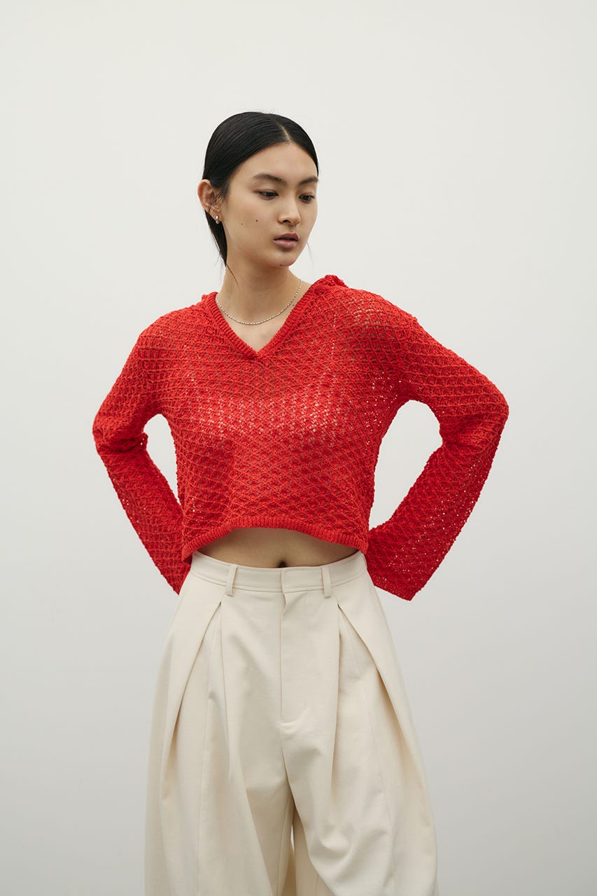 アイレットレースフーディー RED FREE