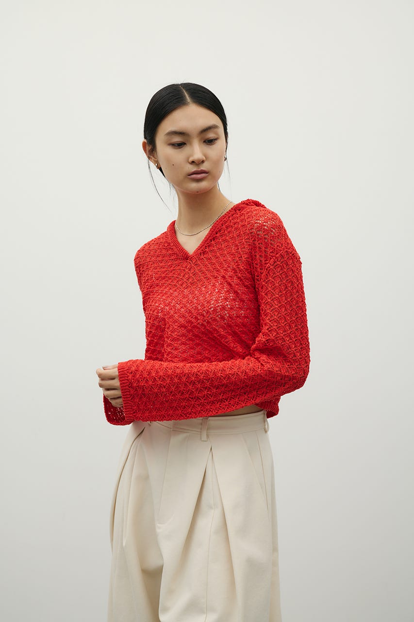 アイレットレースフーディー RED FREE