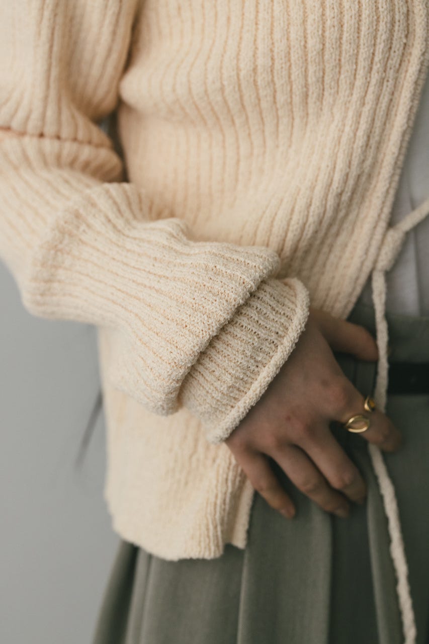 レースアップリブニットトップ IVOY FREE