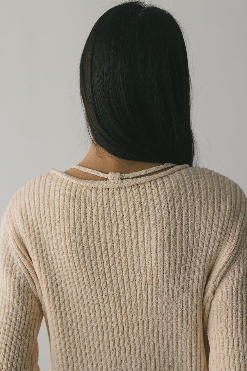 レースアップリブニットトップ IVOY FREE