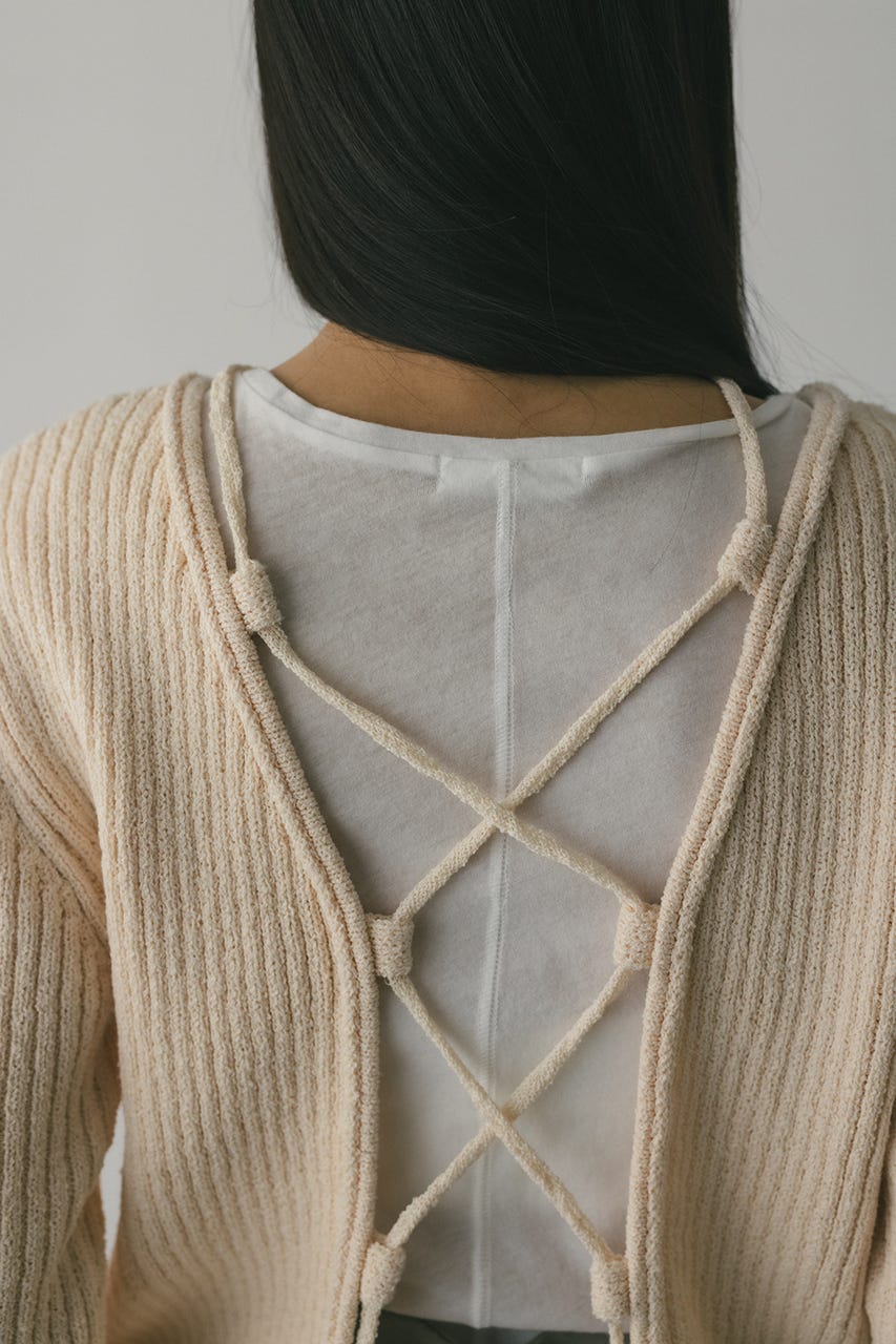 レースアップリブニットトップ IVOY FREE