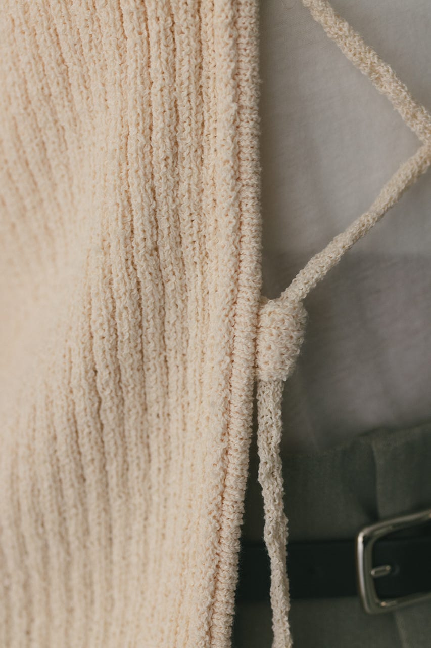 レースアップリブニットトップ IVOY FREE