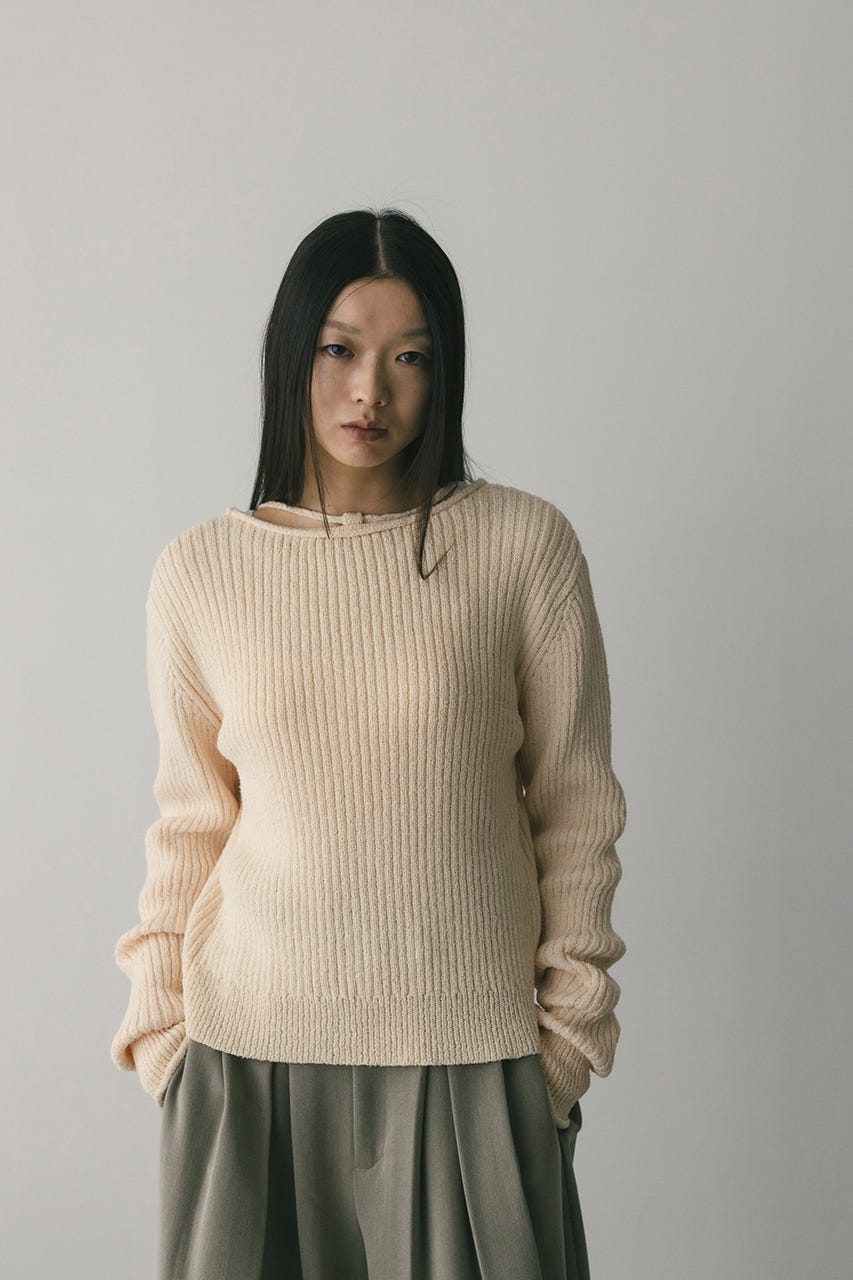 レースアップリブニットトップ IVOY FREE