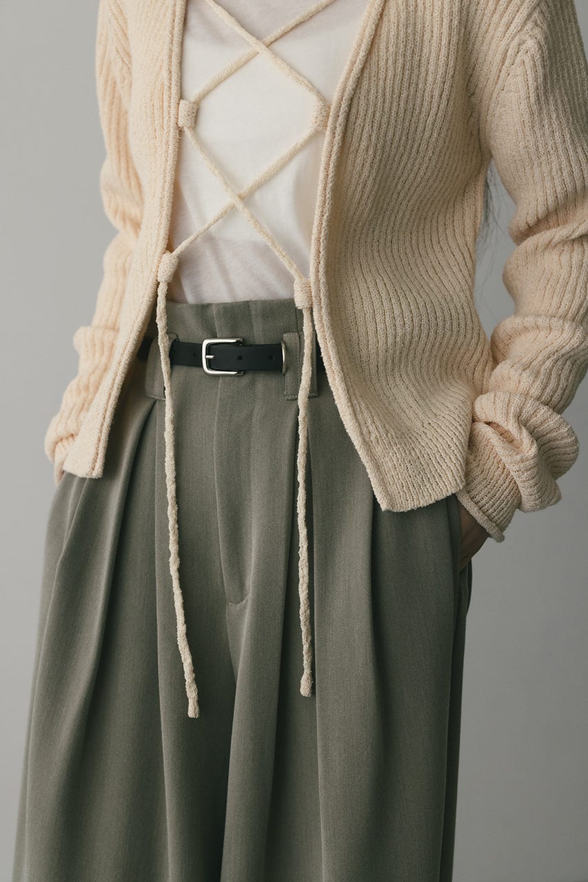 レースアップリブニットトップ IVOY FREE