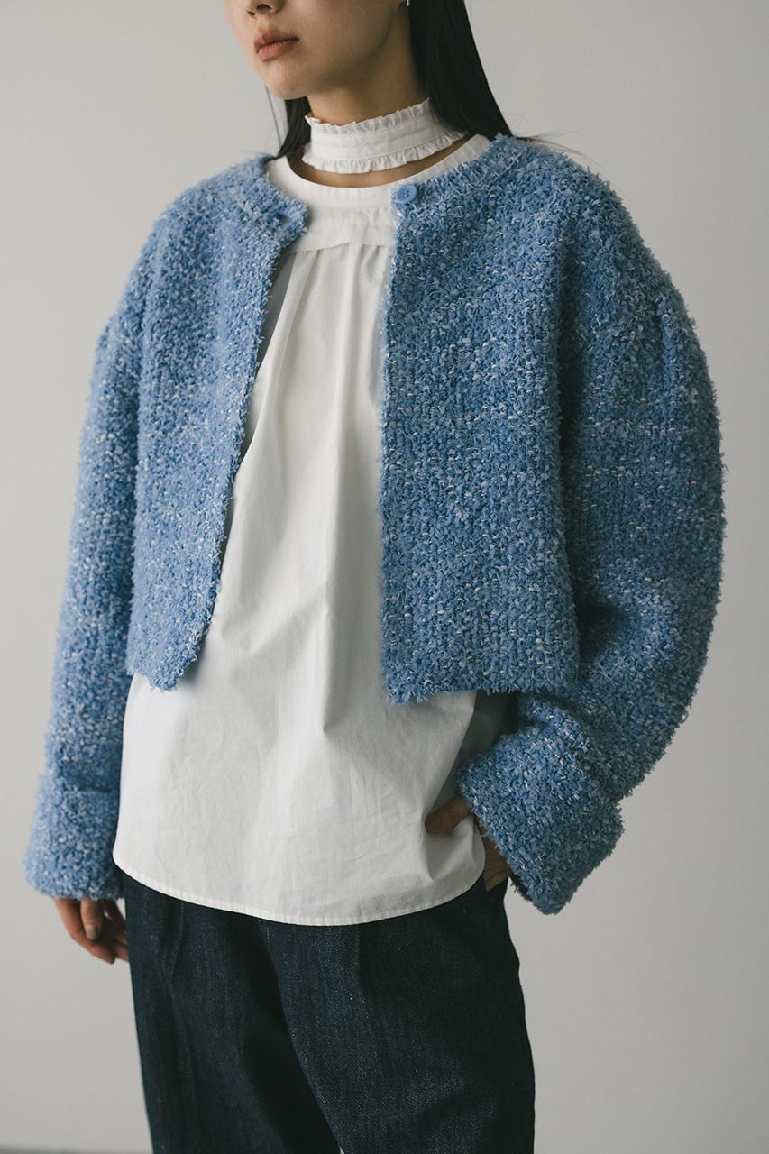 テープヤーンニットカーデ BLU FREE