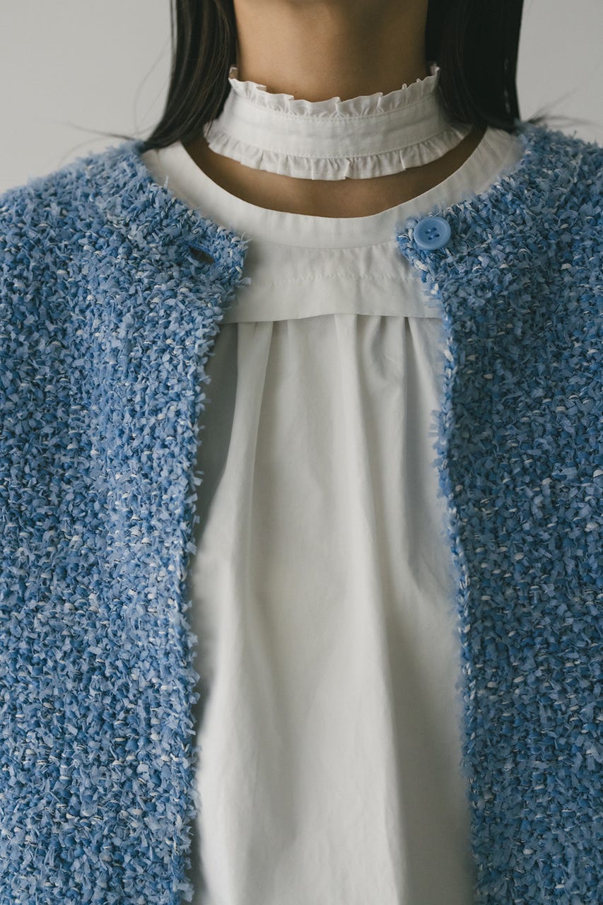 テープヤーンニットカーデ BLU FREE