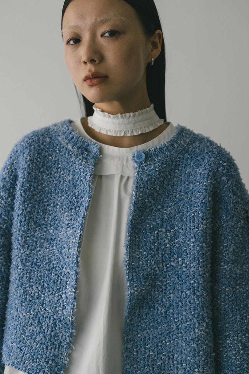 テープヤーンニットカーデ BLU FREE