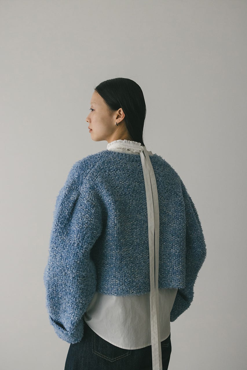 テープヤーンニットカーデ BLU FREE