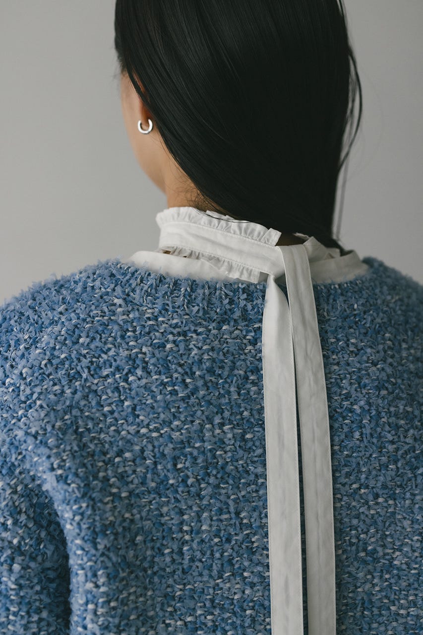 テープヤーンニットカーデ BLU FREE