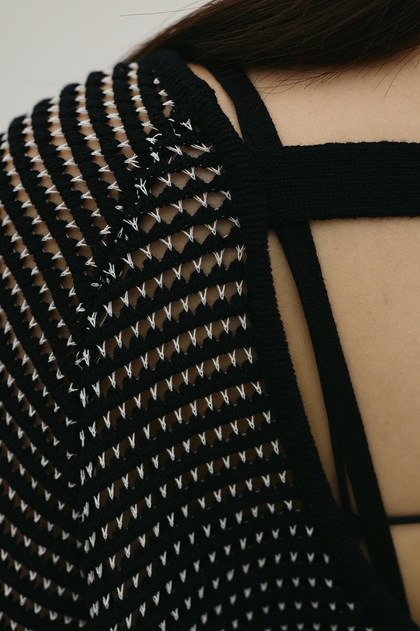 バックオープンメッシュニット BLK FREE