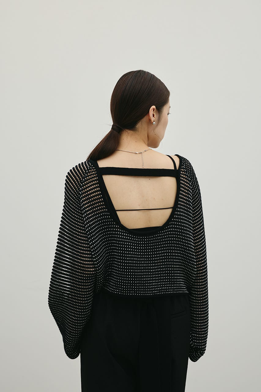 バックオープンメッシュニット BLK FREE