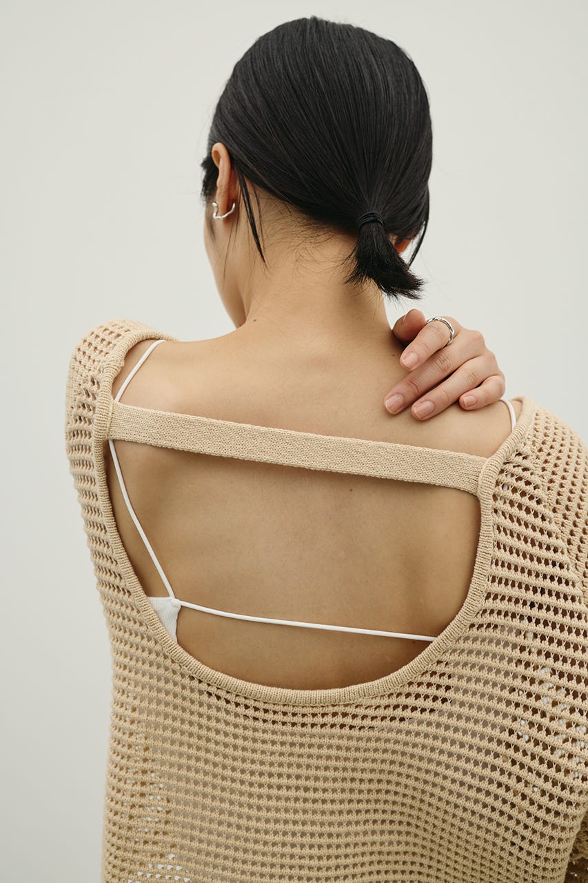 バックオープンメッシュニット L/BEG FREE