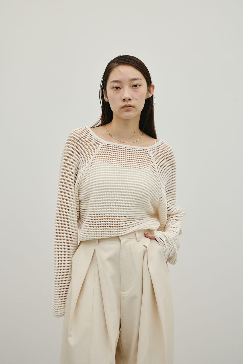 バックオープンメッシュニット WHT FREE