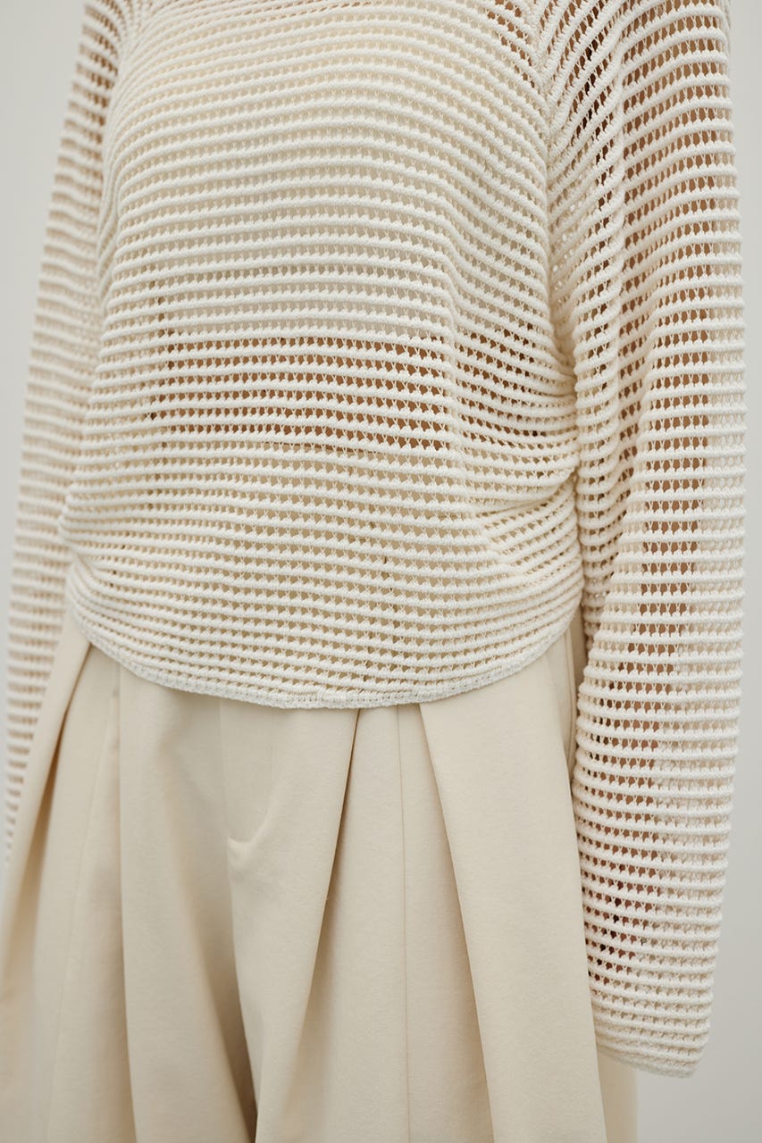 バックオープンメッシュニット WHT FREE