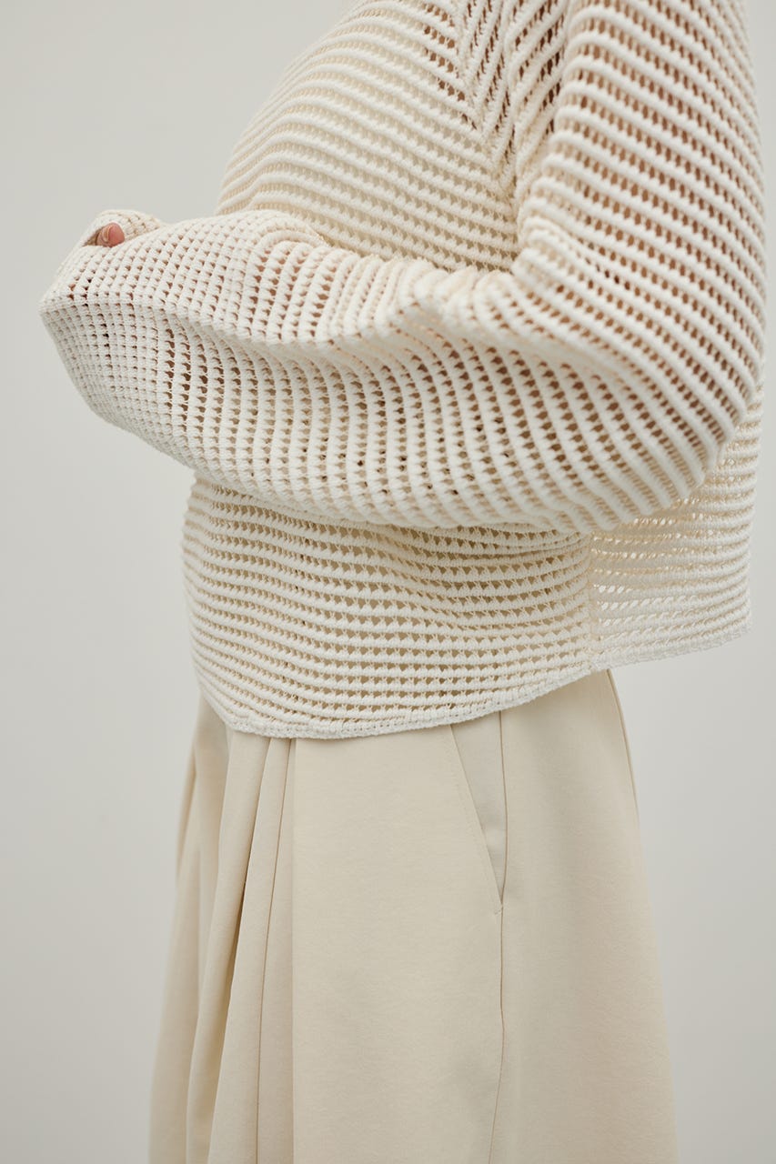 バックオープンメッシュニット WHT FREE