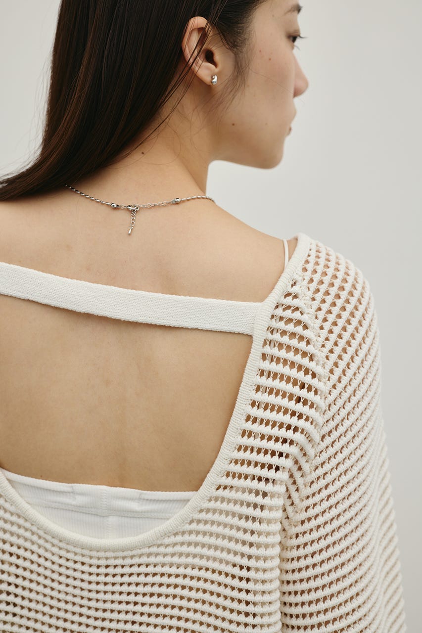 バックオープンメッシュニット WHT FREE