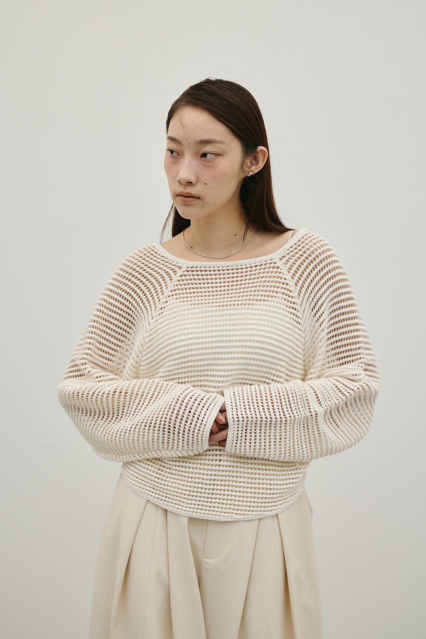 バックオープンメッシュニット WHT FREE