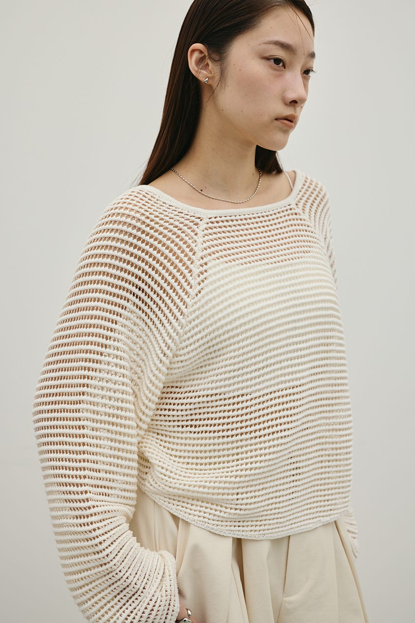 バックオープンメッシュニット WHT FREE