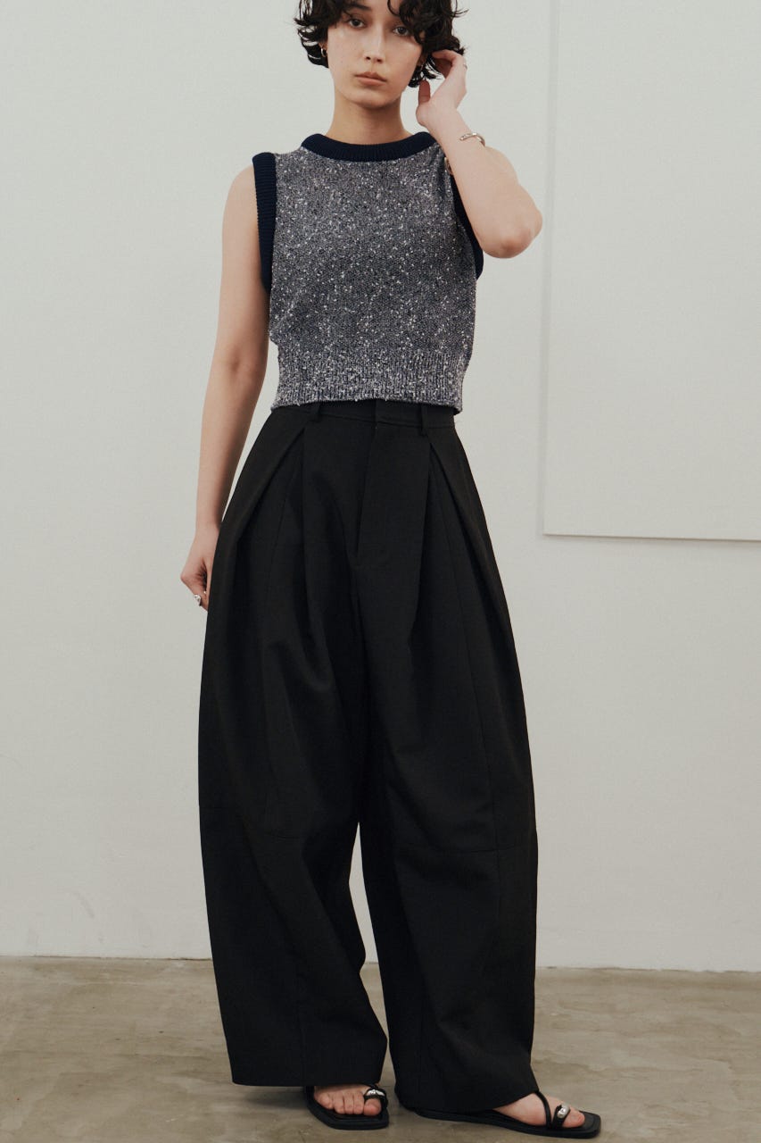 メランジクッションリブニット 柄NVY FREE