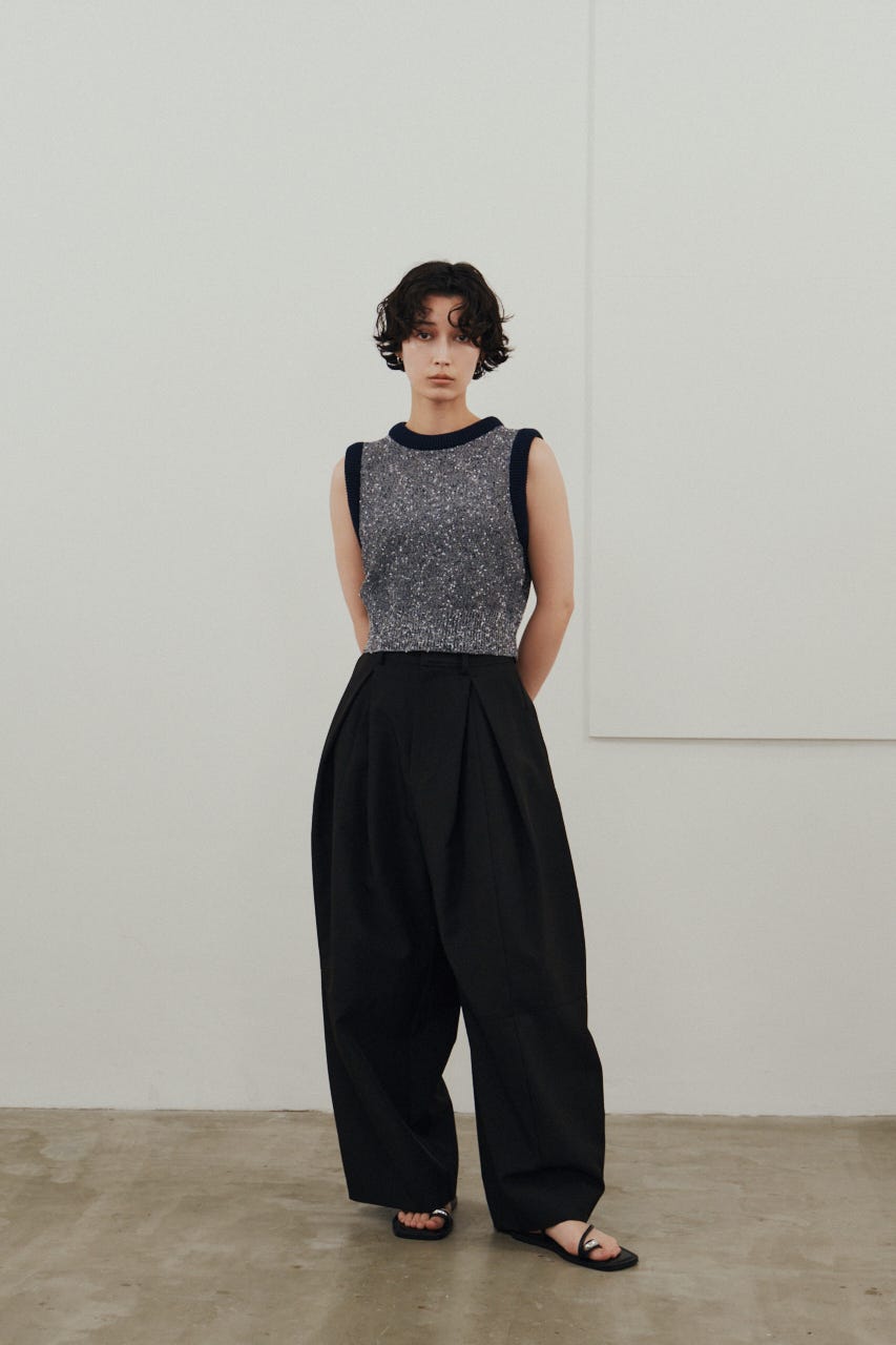 メランジクッションリブニット 柄NVY FREE