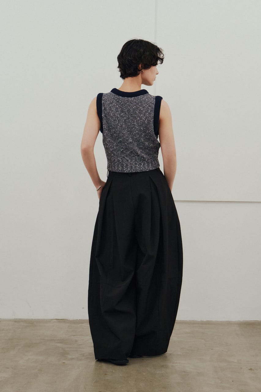 メランジクッションリブニット 柄NVY FREE