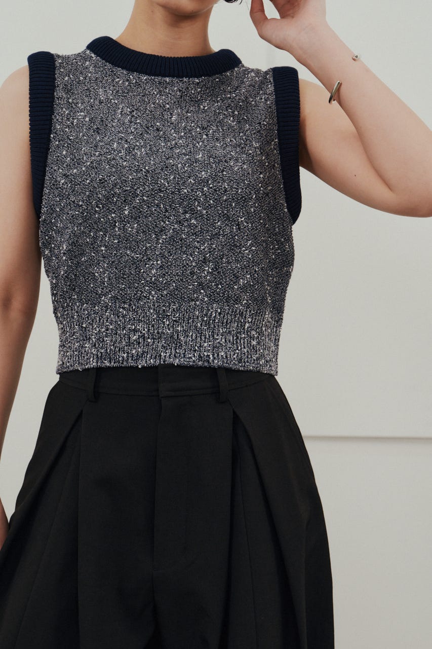 メランジクッションリブニット 柄NVY FREE