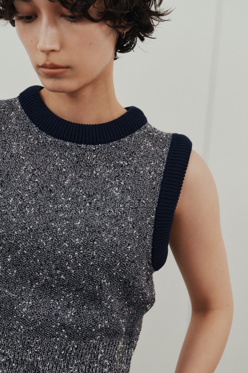 メランジクッションリブニット 柄NVY FREE