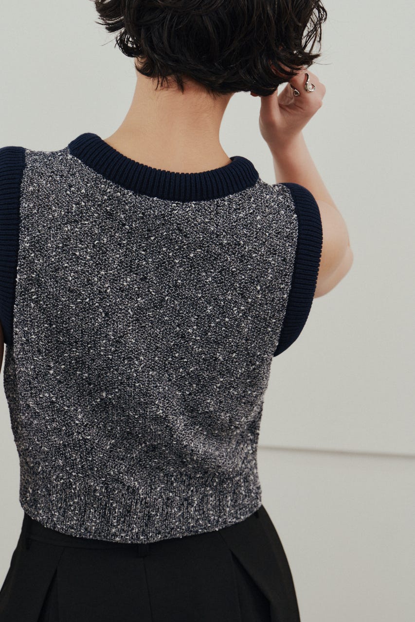 メランジクッションリブニット 柄NVY FREE