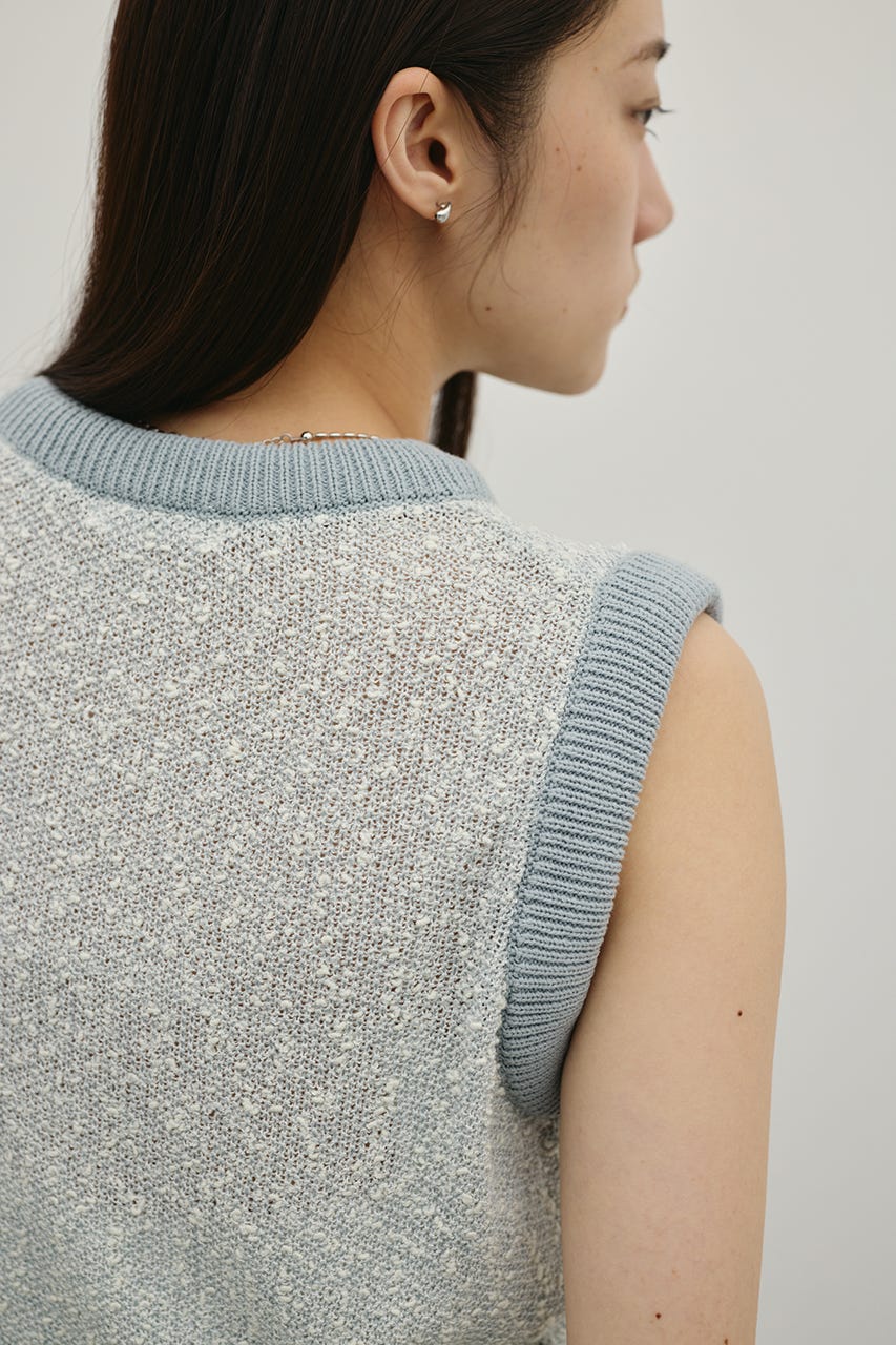 メランジクッションリブニット 柄SAX FREE