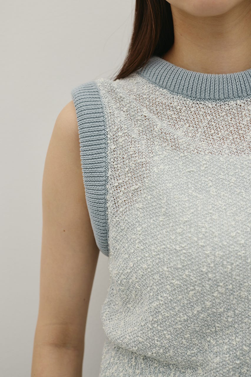 メランジクッションリブニット 柄SAX FREE