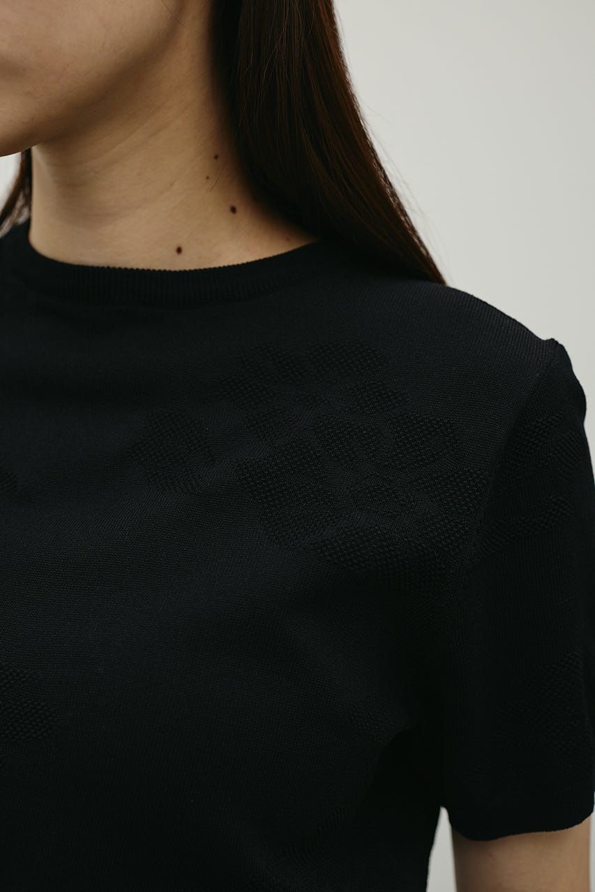 フラワージャガードニット BLK FREE