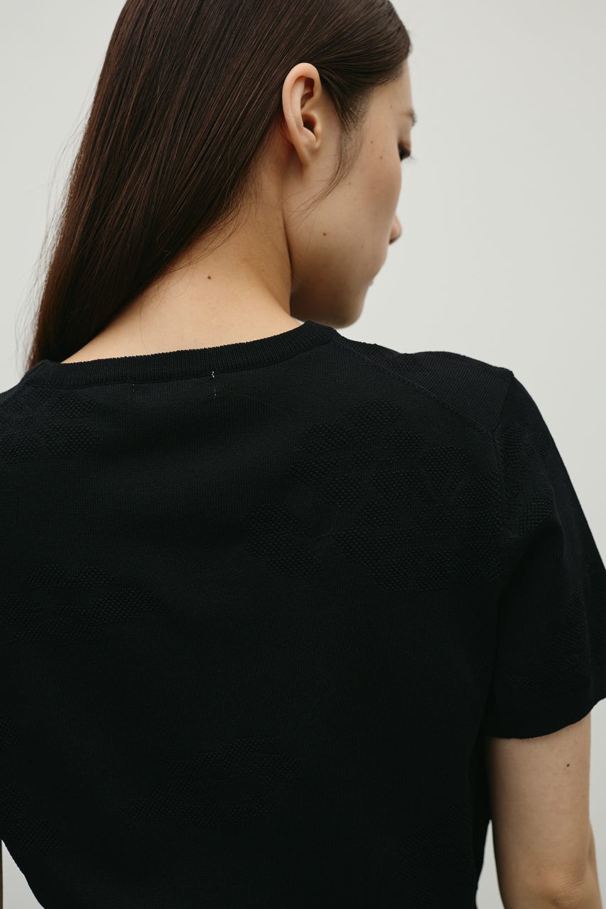 フラワージャガードニット BLK FREE