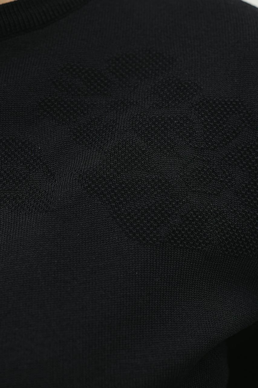 フラワージャガードニット BLK FREE