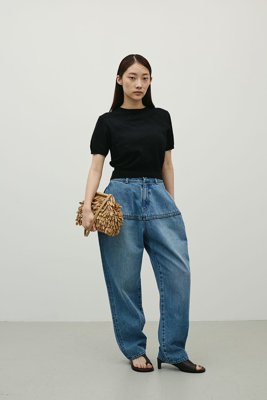 フラワージャガードニット BLK FREE