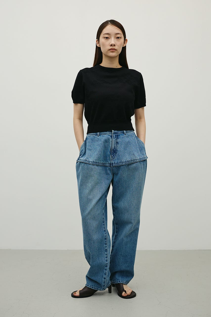 フラワージャガードニット BLK FREE