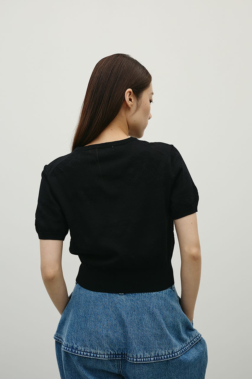 フラワージャガードニット BLK FREE