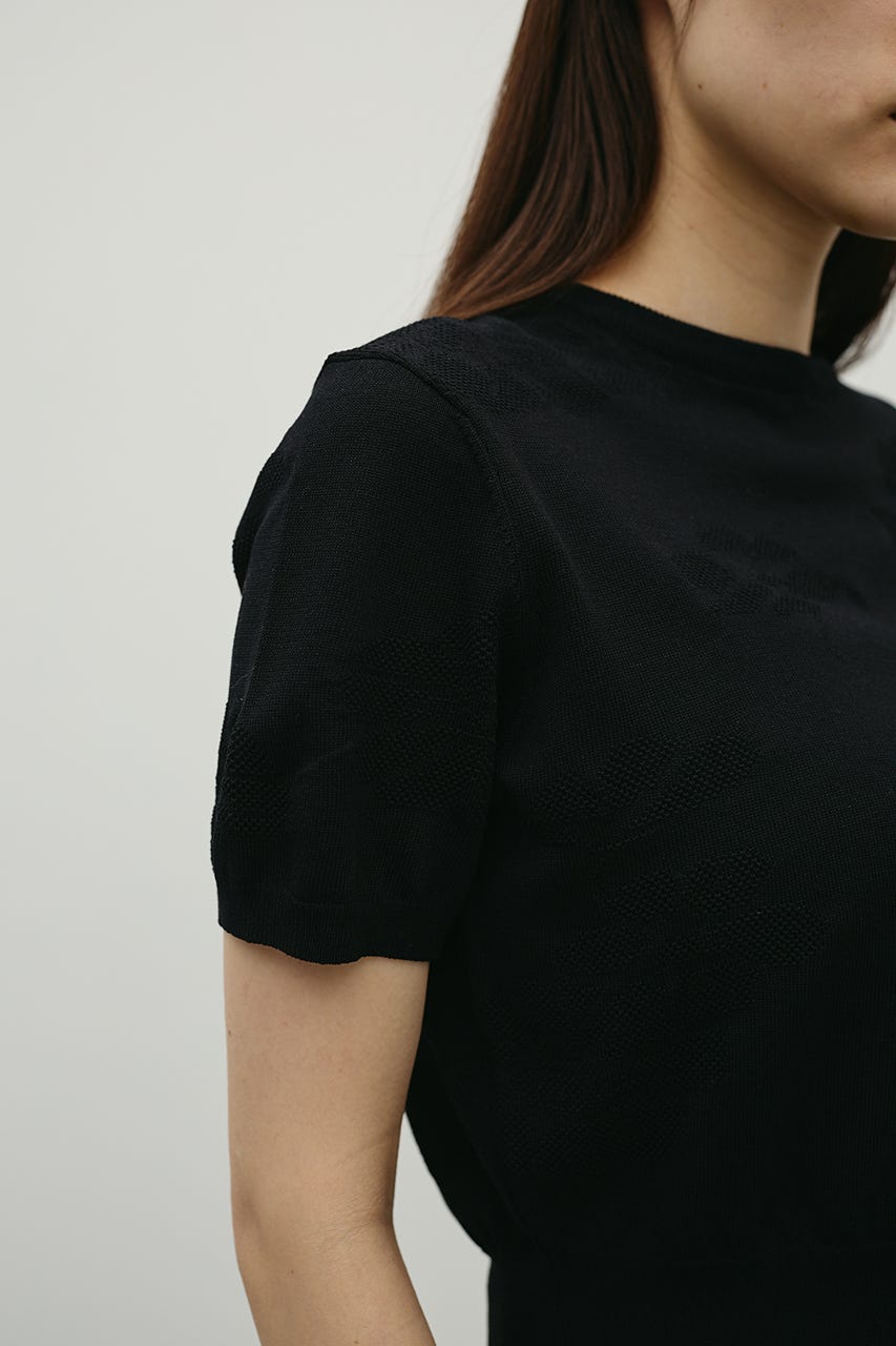 フラワージャガードニット BLK FREE