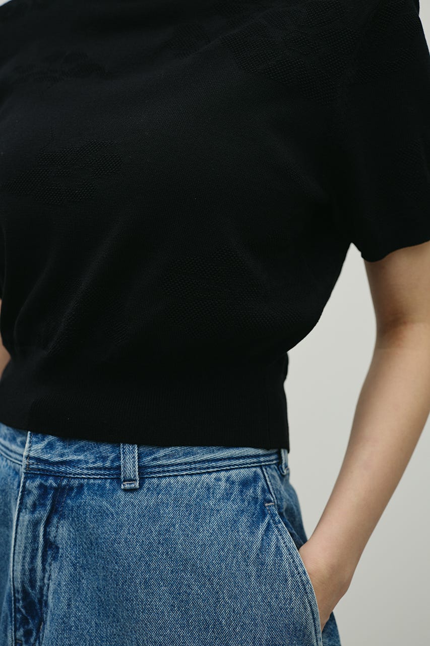フラワージャガードニット BLK FREE