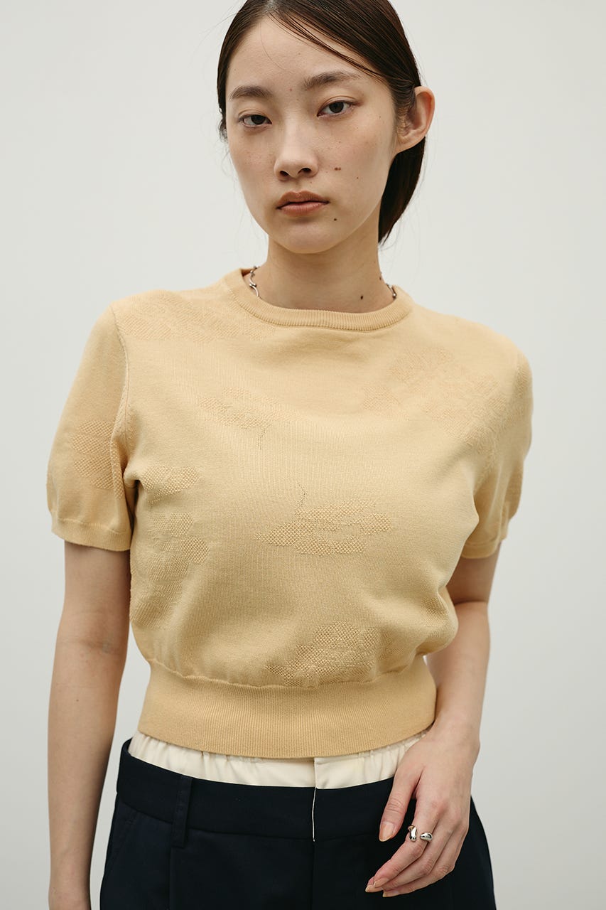 フラワージャガードニット L/ORG FREE